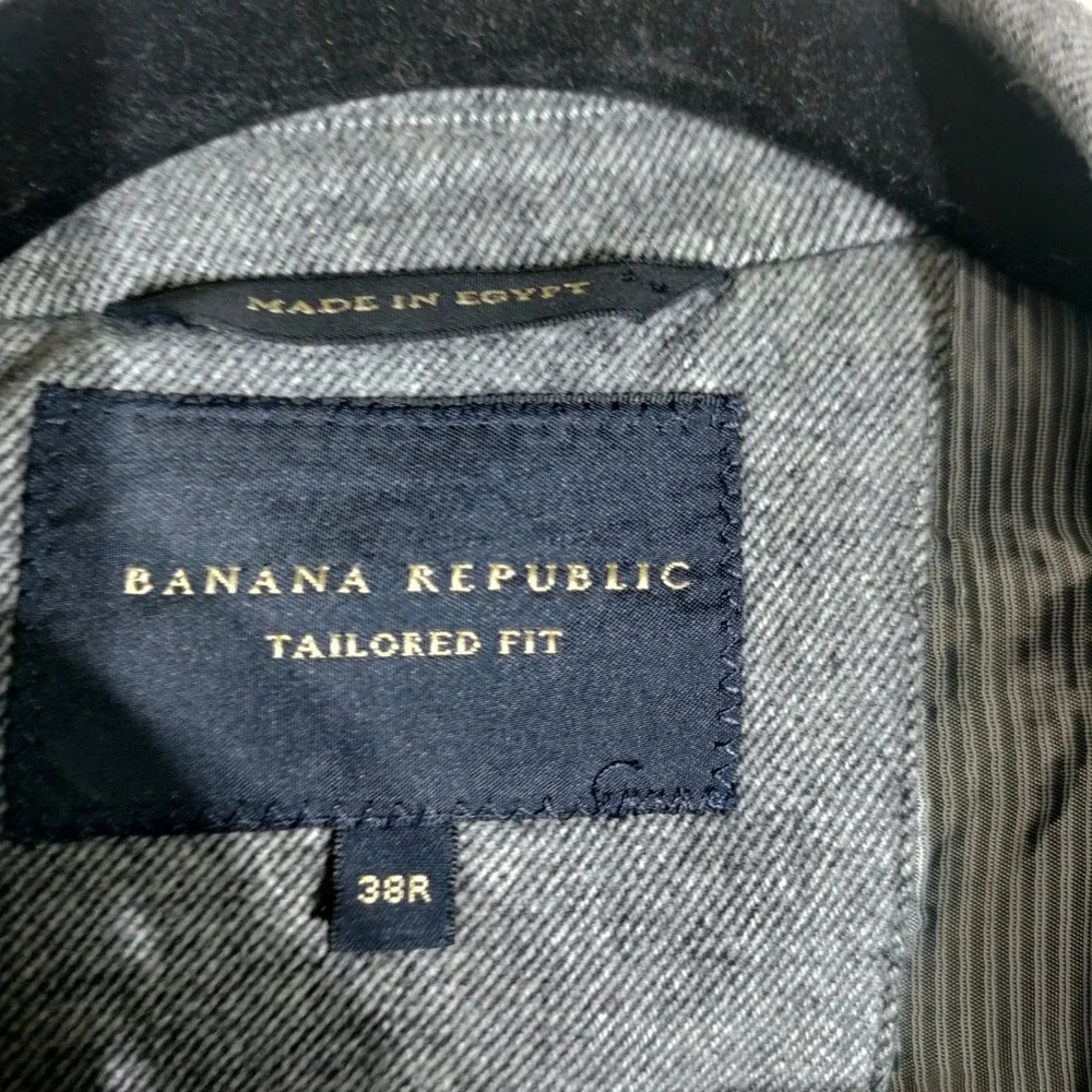 Banana Republic Mens Tailored Fit Grey Cotton Blazer Elbow Patches 38R